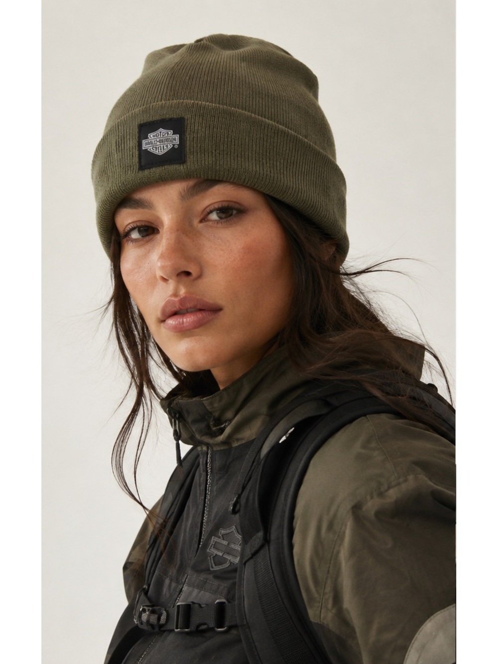 Harley-Davidson Unisex Olive Knit Utilitarian Gorpcore Biker Beanie One Size